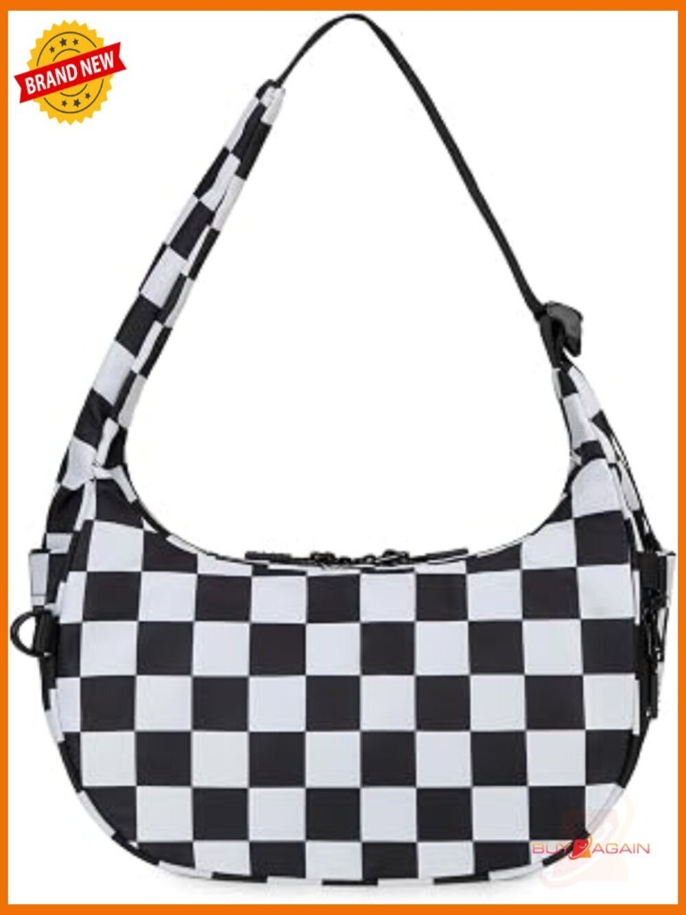 Nylon Quilted Checkered Crescent Hobo Bag Crossbody Tote Shoulder Purse Women